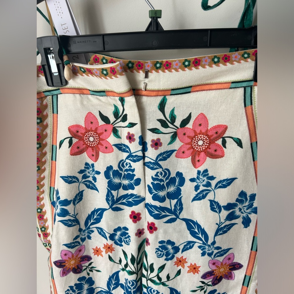 House of Harlow 1960 Floral Wide Leg Pant & Ruffle Seashell Top two piece Set - Picture 4 of 8